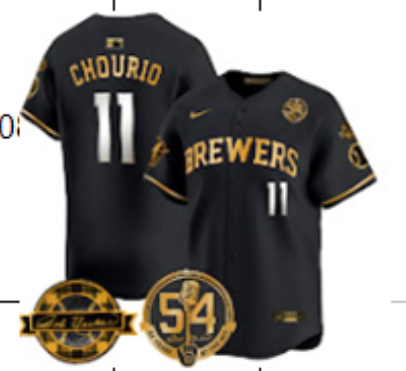 Men Nike Milwaukee Brewers #11 Chourio black MLB 2025 jersey 01